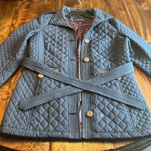 Women’s Lands’ End Quilted Navy Jacket with Belt